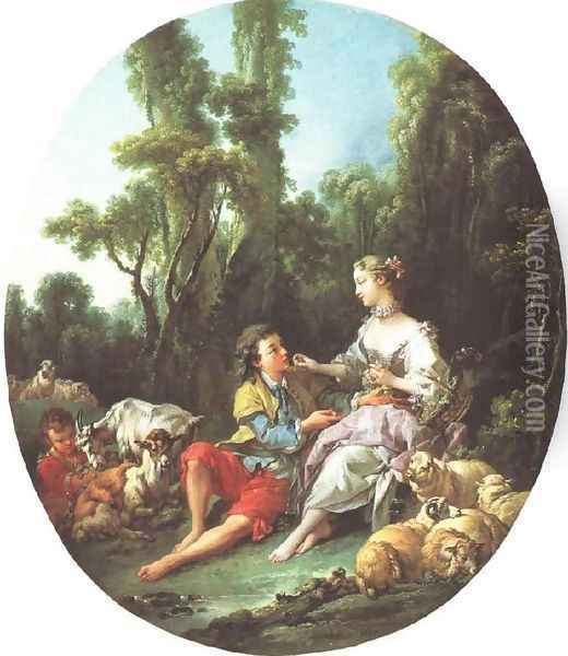 Are They Thinking About the Grape, 1747 Oil Painting - Francois Boucher