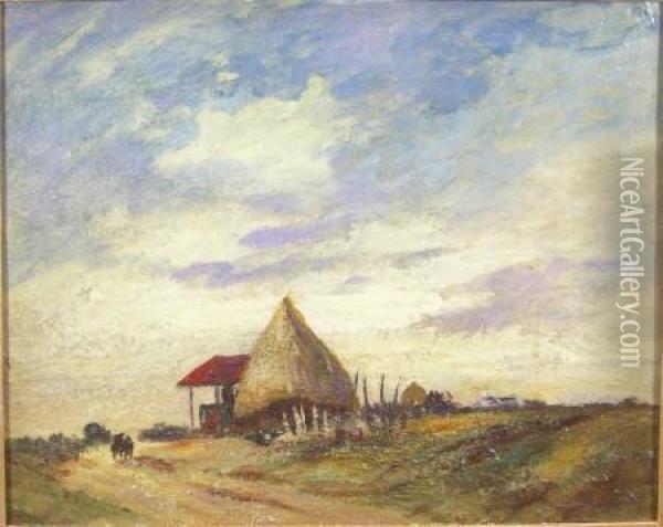 Threshing Barn, East Linton Oil Painting - Robert Hope