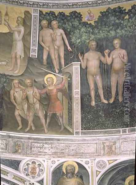 The Original Sin and the Expulsion from Paradise 1360-70 Oil Painting - Giusto di Giovanni de' Menabuoi