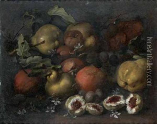 Natura Morta Di Frutta Oil Painting - Michele Pace Del (Michelangelo di) Campidoglio