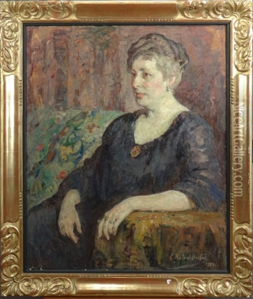 Portrait De Dame Assise Oil Painting - Louise Brohee