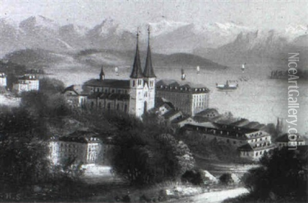 Luzern Und Der Rigi Oil Painting - Hubert Sattler