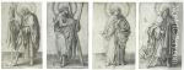 St Andrew; St John The Evangelist; St James The Greater; St Judas Thaddeus Oil Painting - Lucas Van Leyden