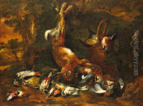 Nature Morte Au Lievre Et Becasses Oil Painting - Jan Pieter Bredael Le Vieux