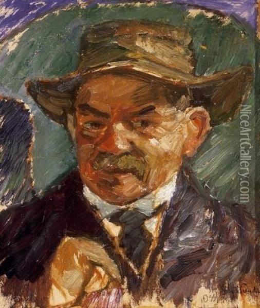 Man In Hat Oil Painting - Helmer Osslund