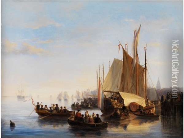Heimkehrende Segelflotte Oil Painting - Nicolaas Johannes Roosenboom