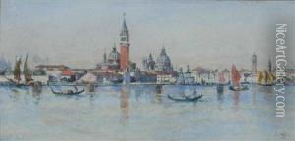 S. Giorgio And S. Maria Della Salute, Venice Oil Painting - Robert Charles, Goff Col.