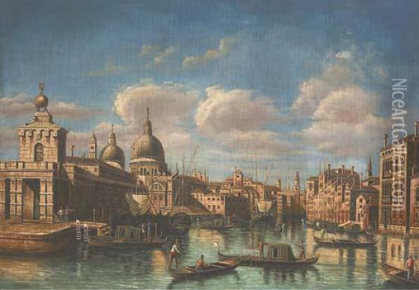 The Entrance To The Grand Canal, Venice Oil Painting - (Giovanni Antonio Canal) Canaletto