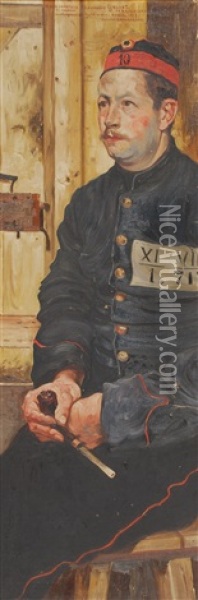 Portrait De Soldat Oil Painting - Maurice Langaskens