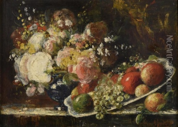 Fruits Et Fleurs Oil Painting - Francois Vernay