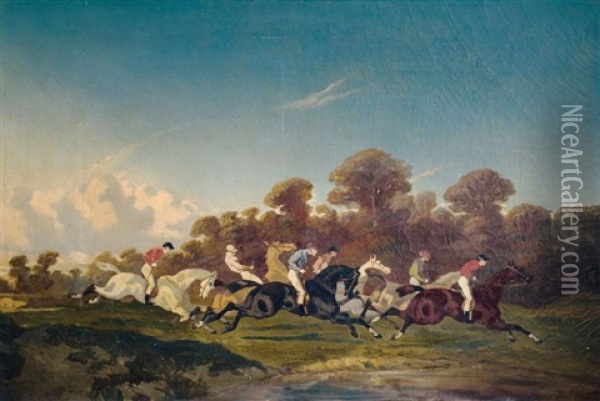 Derby Oil Painting - Alfred De Dreux