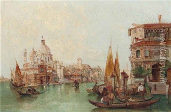 Santa Maria Della Salute (+ The Grand Canal, Venice; Pair) Oil Painting - Alfred Pollentine