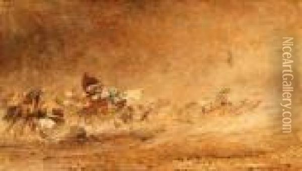 Desert Sandstorm Oil Painting - Franz Theodor Aerni