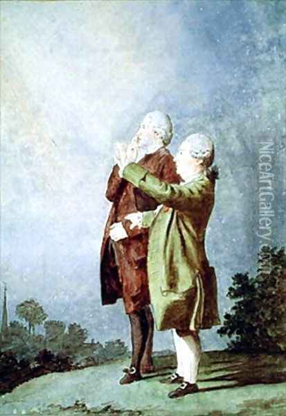 Gabriel de Bory (1720-1801) and Abbot Alexis-Marie Rochon (1741-1817 Oil Painting - Louis Carrogis Carmontelle