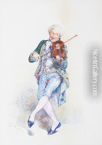 The Violin Player Oil Painting - Henry Gillard Glindoni
