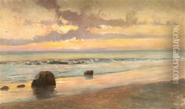 Strand Von Capri In Der Abendsonne Oil Painting - Holger Hvitfeldt Jerichau