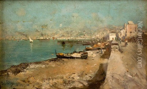 Spiaggia Napoletana Oil Painting - Oscar Ricciardi