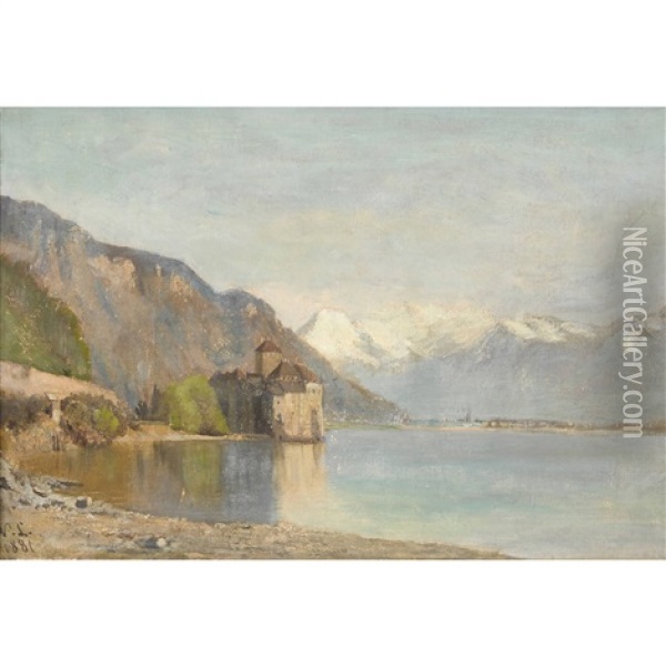 Chateau Chillon Oil Painting - Nathanael Lemaitre