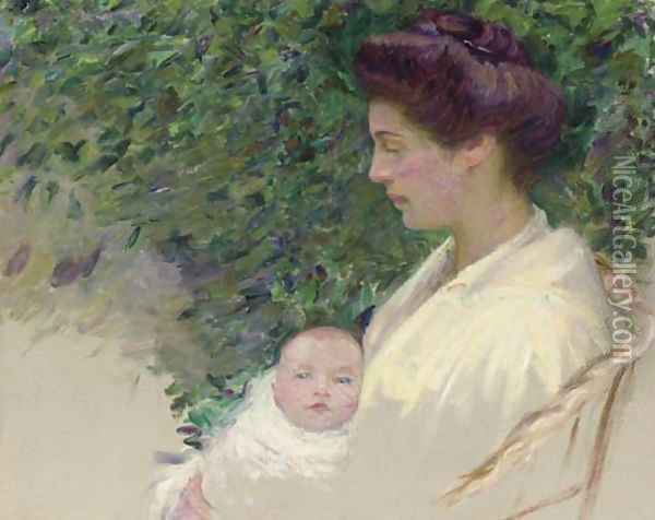 Mother and Baby (Alice Grew and Anita) Oil Painting - Lilla Calbot Perry