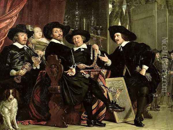The Officials of the Company of Bowyers of St Sebastian at Amsterdam Oil Painting - Bartholomeus Van Der Helst