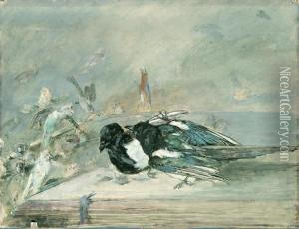 Concert D'oiseaux Oil Painting - Alfred-Emile Mery