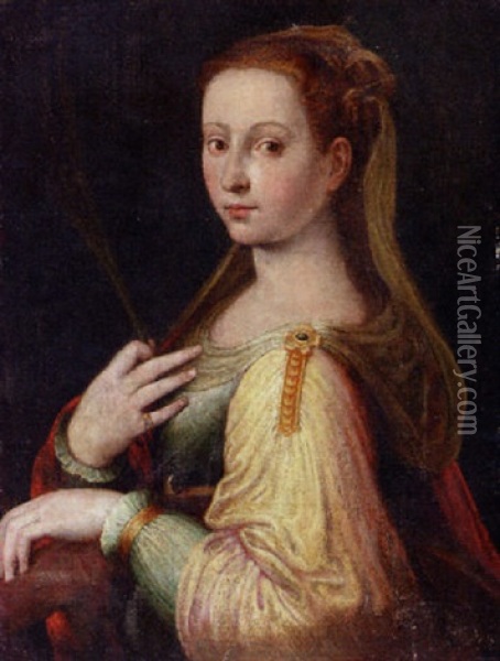 Saint Catherine Of Alexandria Oil Painting - Francesco del Rossi (Salviati)