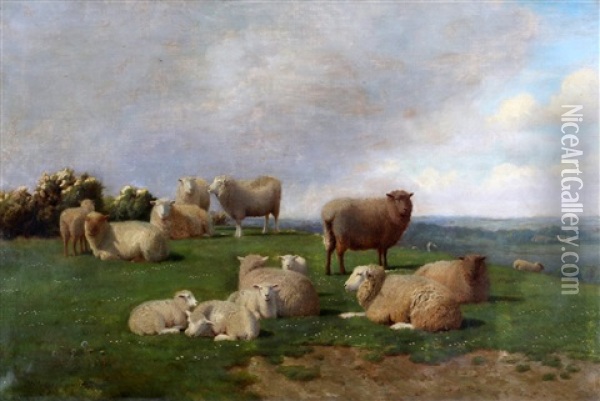 Schapen In Landschap Oil Painting - William Sidney Cooper