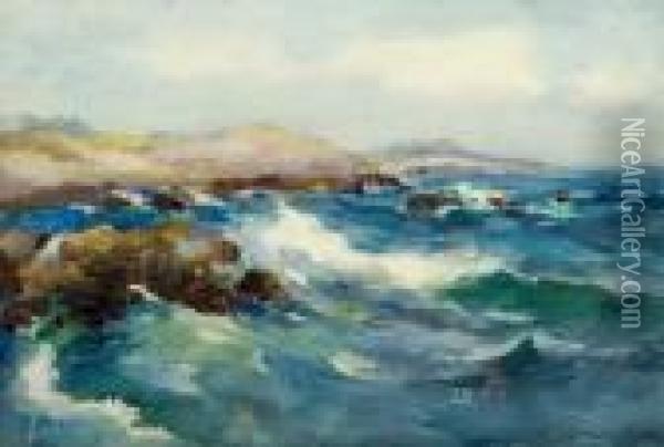 Rocky Coast. Oil Painting - William St. Thomas Smith