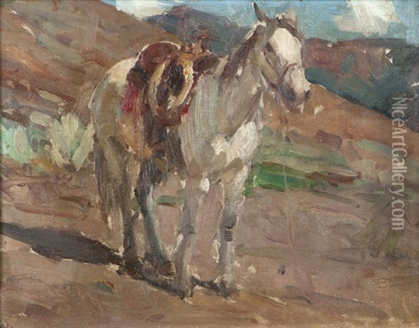 Peaches, Mrs. Johnson's Horse Oil Painting - Frank Tenney Johnson