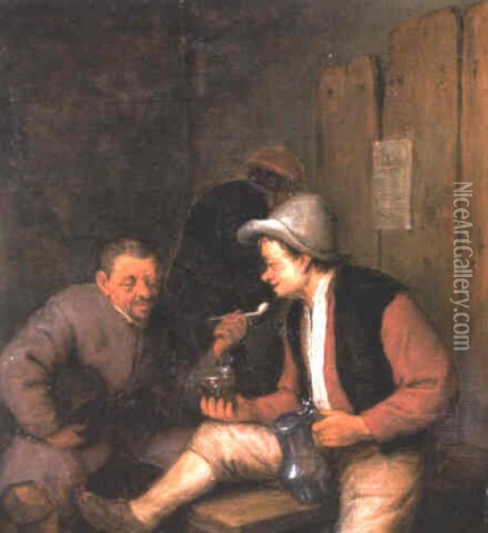 Boors In A Tavern Oil Painting - Adriaen Jansz van Ostade