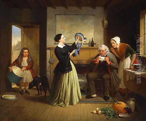 The New Bonnet Oil Painting - Francis W. Edmonds