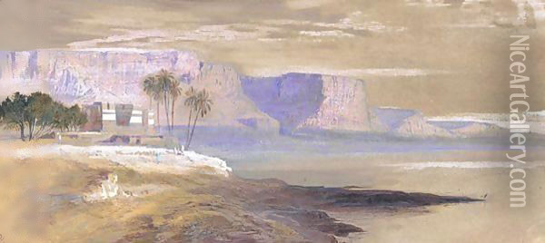 Kasr Ed Saad, Egypt Oil Painting - Edward Lear