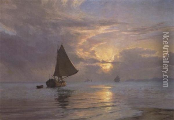 Lysglimt Over Havet Oil Painting - Vilhelm Karl Ferdinand Arnesen
