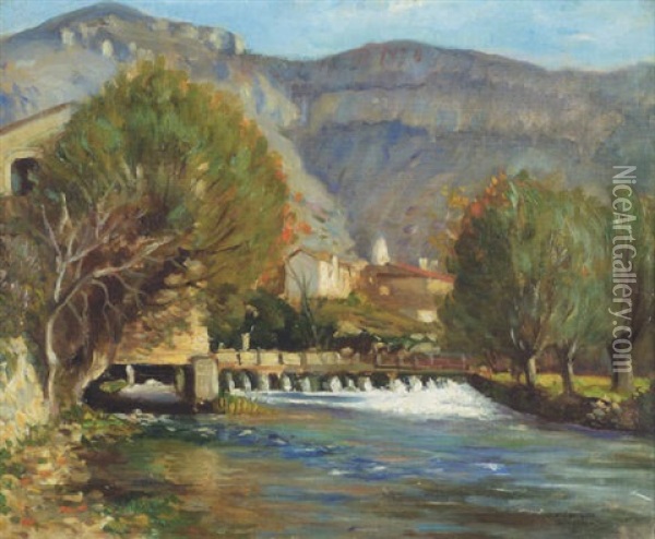The Weir At Vaucluse, France Oil Painting - William Crampton Gore