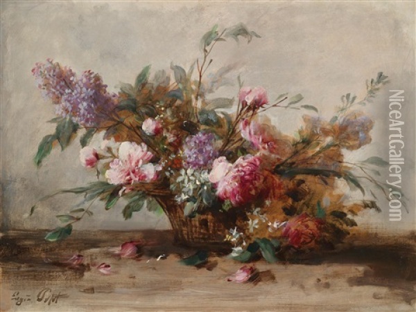 Ein Korb Mit Blumen Oil Painting - Eugene Petit
