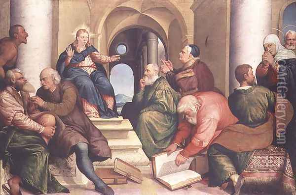 Christ among the Doctors Oil Painting - Jacopo Bassano (Jacopo da Ponte)