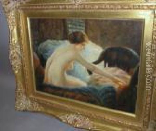 Seated Nude Oil Painting - Anton Ebert