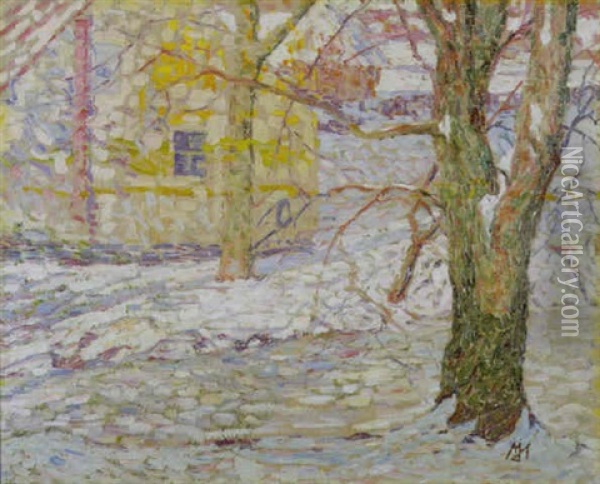 Sneeuw Rond De Hoeve Oil Painting - Modest Huys