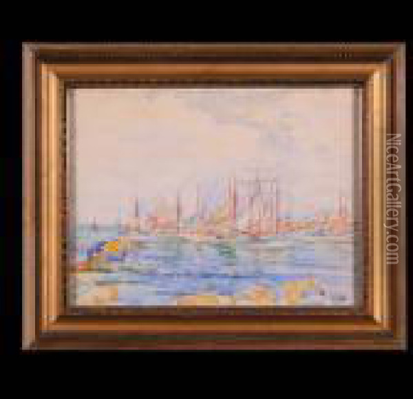Lodzie W Porcie, Ok. 1908 - 1910 Oil Painting - Jozef Pankiewicz