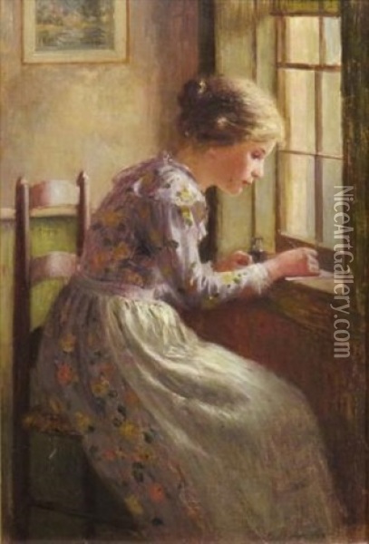 Girl At A Window Oil Painting - Frederick James Boston