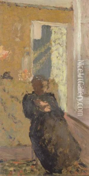Dame En Noir Assise Oil Painting - Jean-Edouard Vuillard