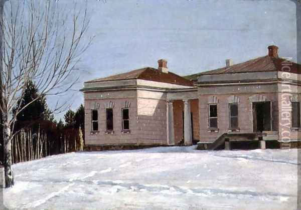 A Wing of Ostrovky, the Estate of N.P. Milyukov, early 1840s Oil Painting - Grigori Vasilievich Soroka