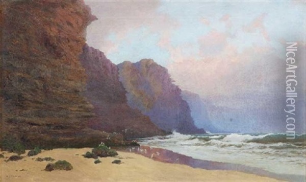 The Coast Near Clifton, Illawarra, New South Wales Oil Painting - William Charles Piguenit