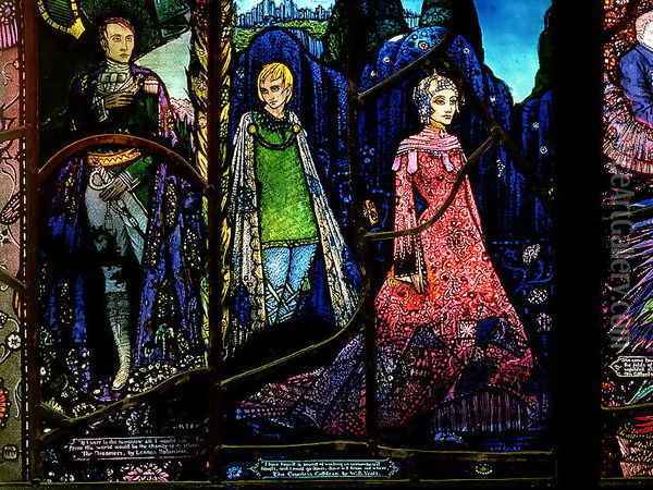 Detail from the Geneva Window showing 'The Dreamers' and 'Countess Cathleen' Oil Painting - Harry Clarke