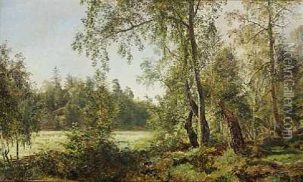 Traeer I Udkanten Af Skoven Oil Painting - Janus la Cour