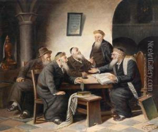Talmud Diskussion Oil Painting - Carl Schleicher