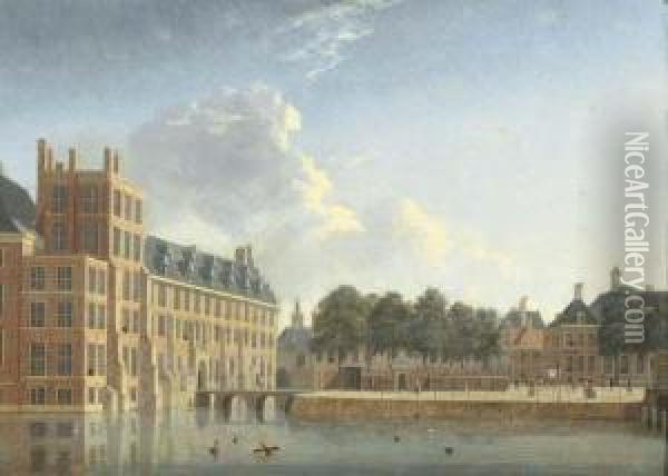 The Buitenhof, The Hague, Seen From The Lange Vijverberg Oil Painting - Jan ten Compe
