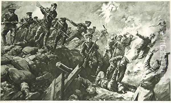 The Capture of the German trenches at Neuve Chapelle Oil Painting - Charles Mills Sheldon