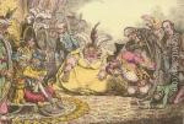 Introduction Of Citizen Volpone & His Suite, At Paris Oil Painting - James Gillray