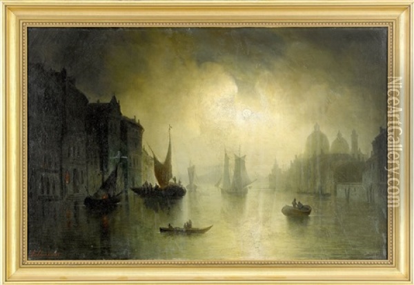 Canale Grande I Mansken Oil Painting - Wilhelm Lichtenheld